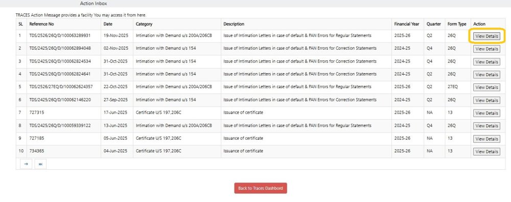 Inbox - Action - View Details