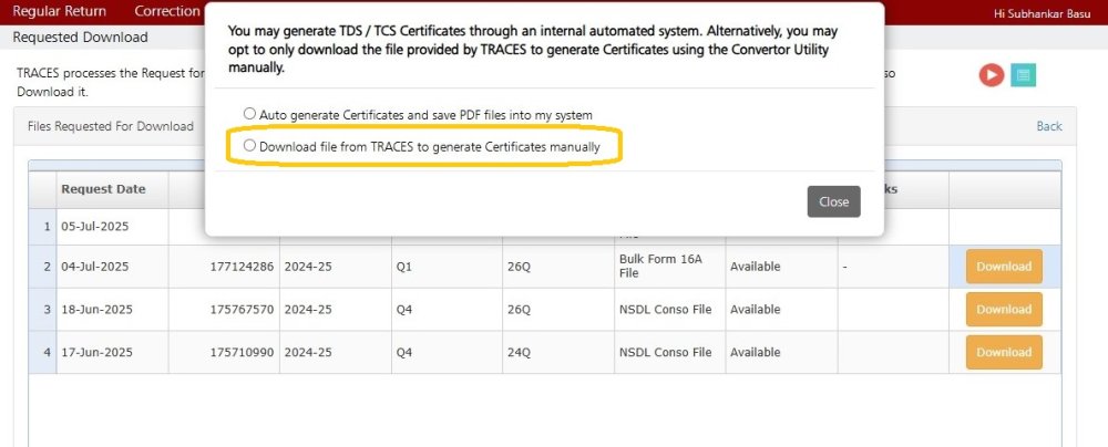 Download requested files Manually 14