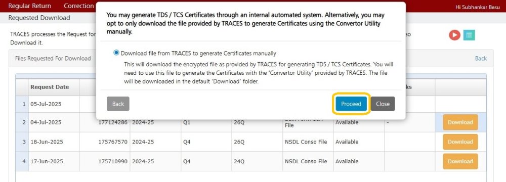 Download requested files Manually 15