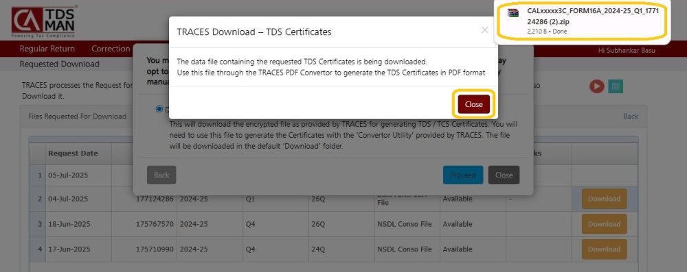Download requested files Manually 16