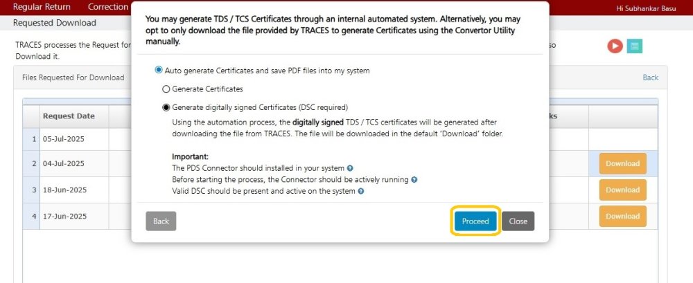 Download requested files with DSC 9