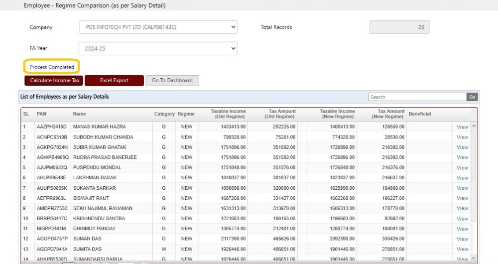 Employee – Regime Comparison 3
