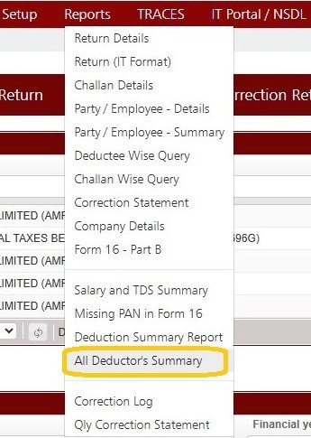 Reports - All Deductor's Summary