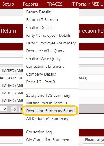 Reports - Deduction Summary Report