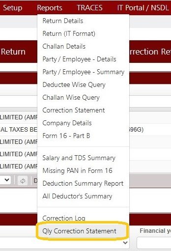 Reports - Qly Correction Statement