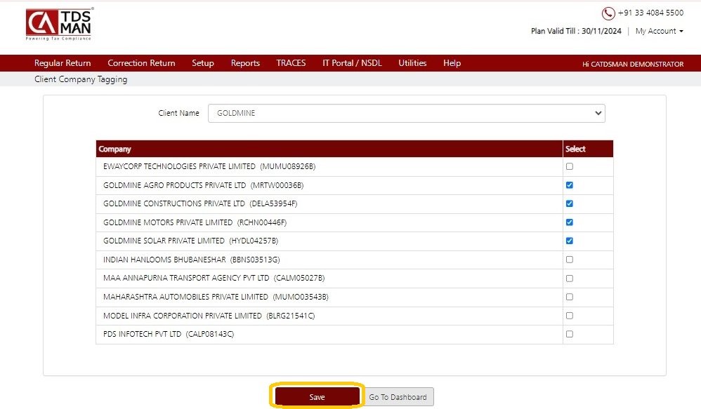 Fig 3 - Company Client Tag