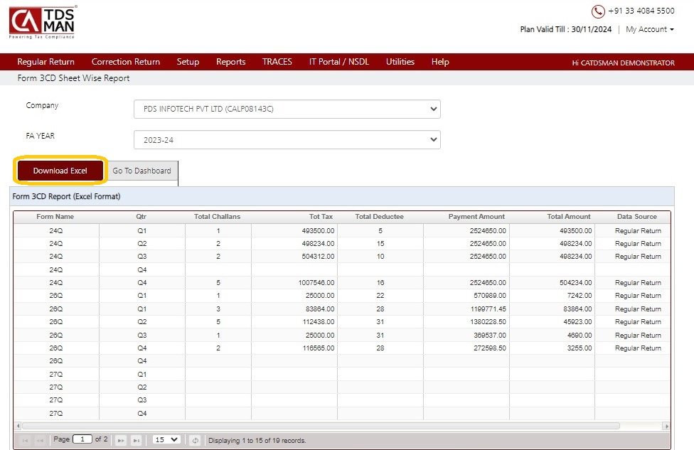 Fig 3 - Form 3CD (Excel Download)