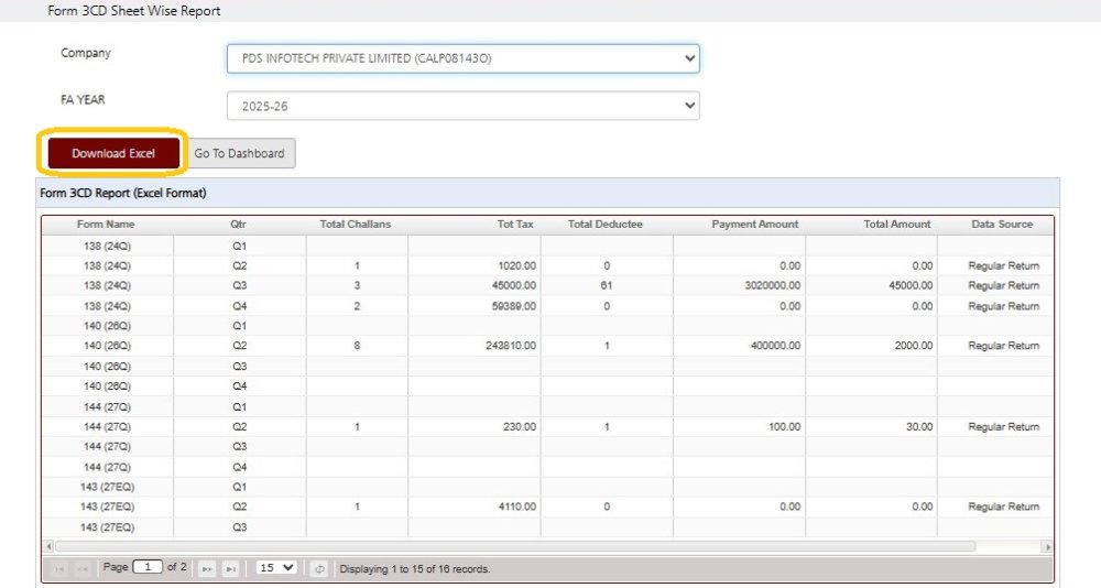 Fig 3 - Form 3CD (Excel Download)