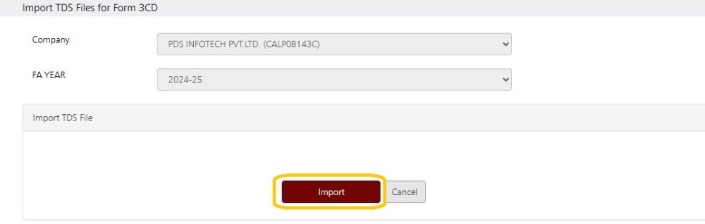 Fig 3 - Form 3CD (TDS File Import)