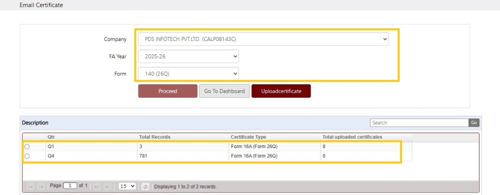 Fig 3 Upload TDS Certificates