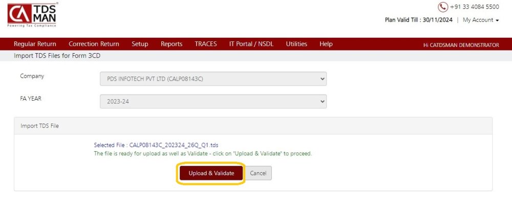 Fig 5 - Form 3CD (TDS File Import)