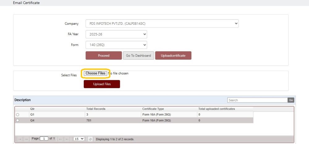 Fig 5 Upload TDS Certificate