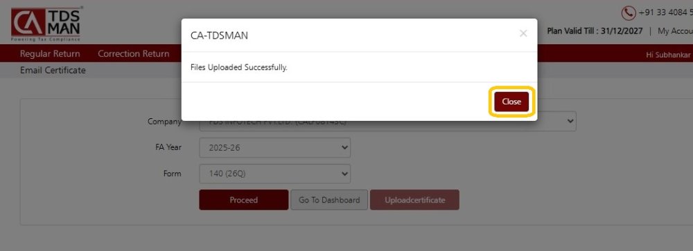 Fig 7 Upload TDS Certificates