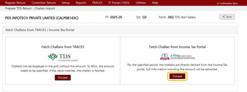 Fetch Challans From It Portal