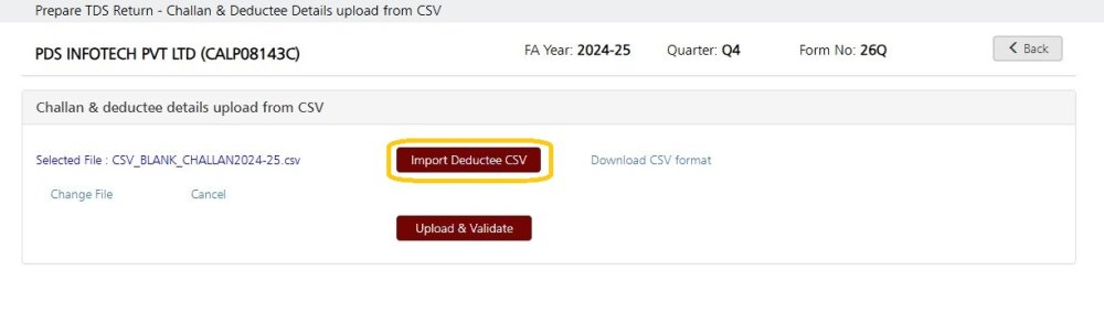 Import Deductee Data CSV