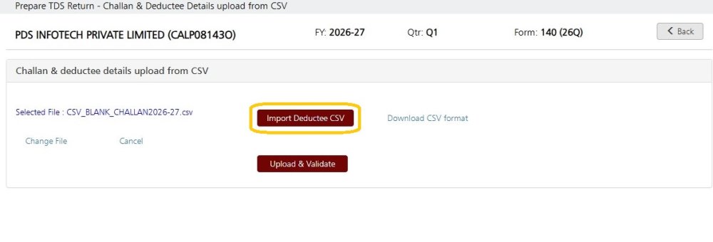 Import Deductee Data CSV