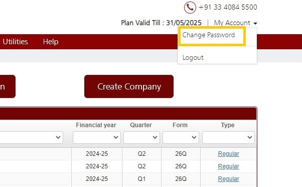 My Account - Change Password