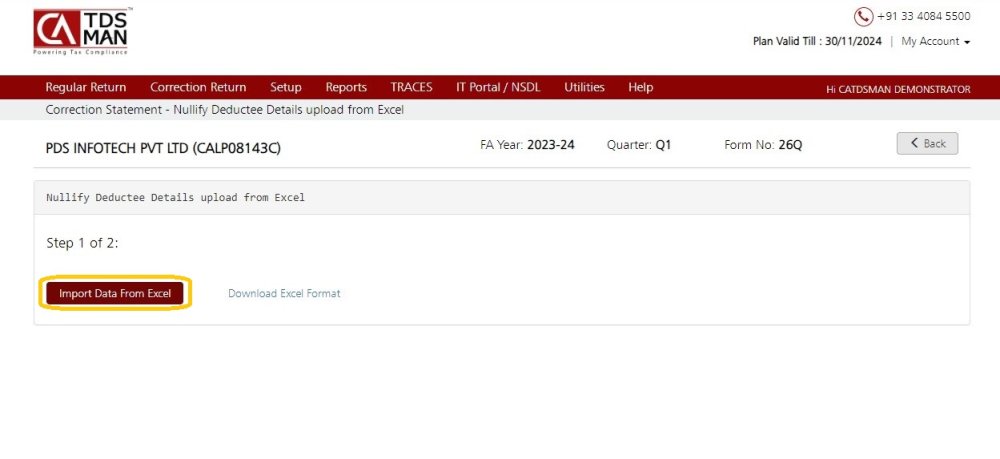 Nullify Deductee - Import Data from Excel