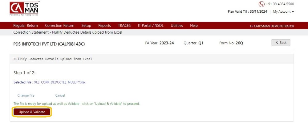Nullify Deductee - Upload & Validate