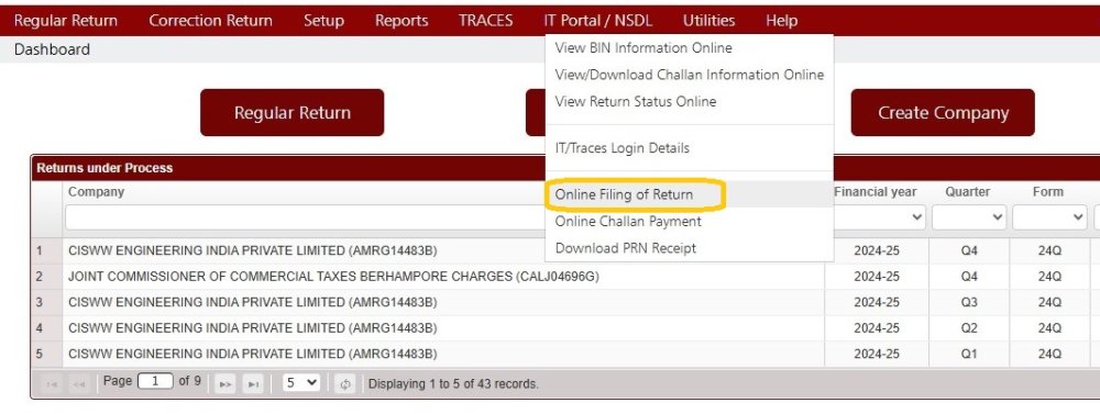 IT Portal/NSDL - Online Filling of Return