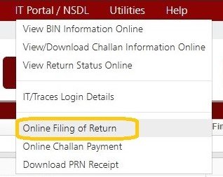 IT Portal/NSDL - Online Filling of Return