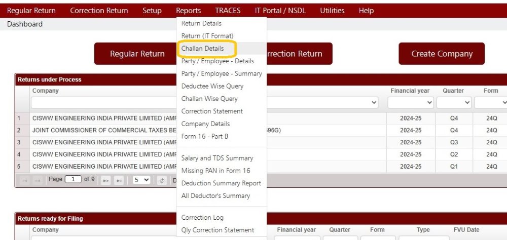 Reports - Challan Details
