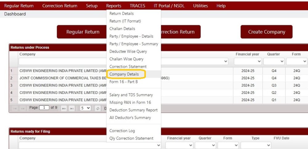 Reports - Company Details