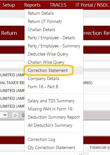 Reports - Correction Statement