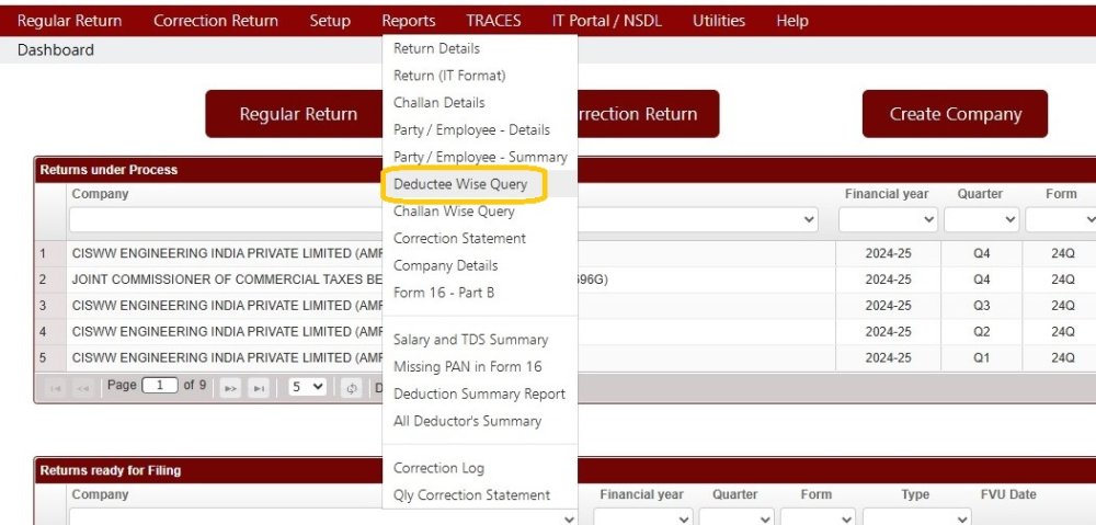 Reports - Deductee Wise Query