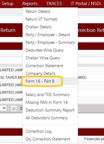 Reports - Form 16 - Part B