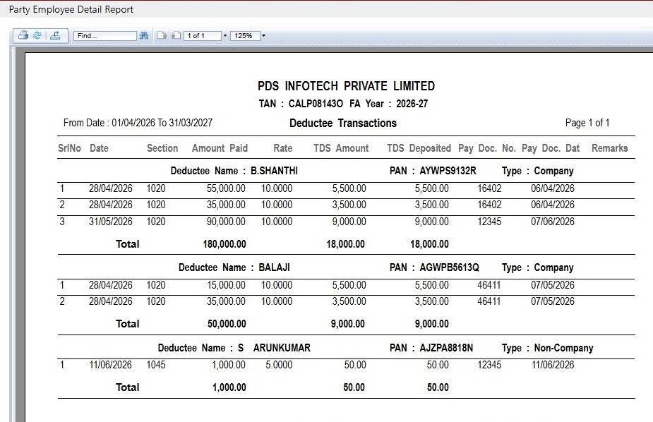 Reports - Party Employee Details - Report