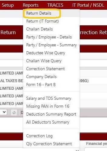 Reports - Return Details