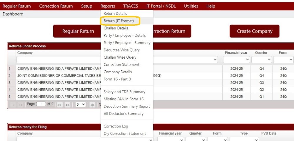 Reports - Return (IT Format)