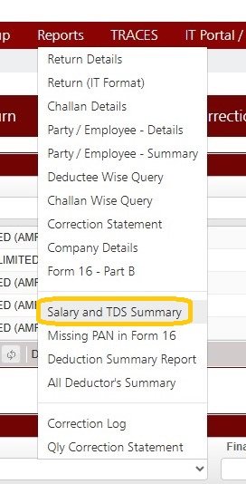 Reports - Salary and TDS Summary