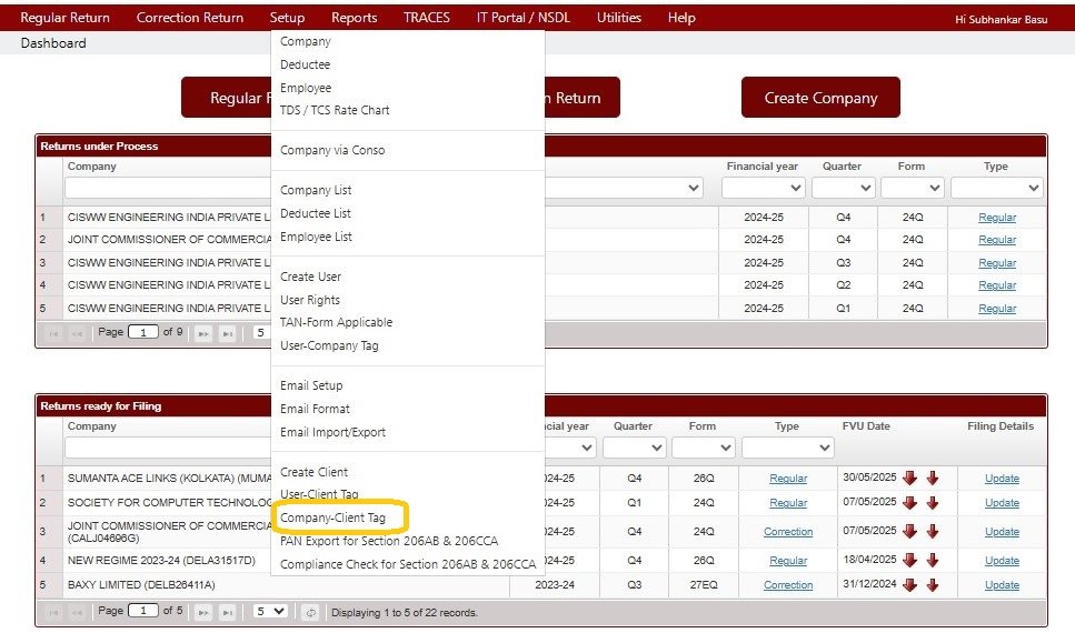Setup - Company Client Tag