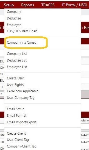 Setup - Company Via Conso