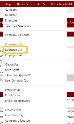 Setup -Deductee List