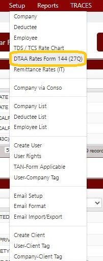 Setup - DTAA Rates Form 144 (27Q)