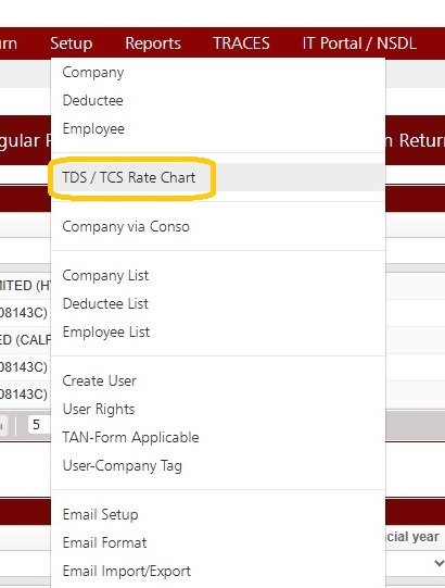 Setup - TDS/TCS Rate Chart