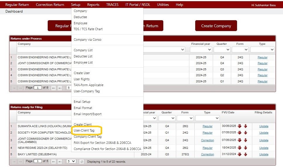 Setup - User-Client Tag