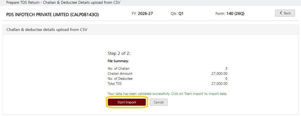 Start Import
