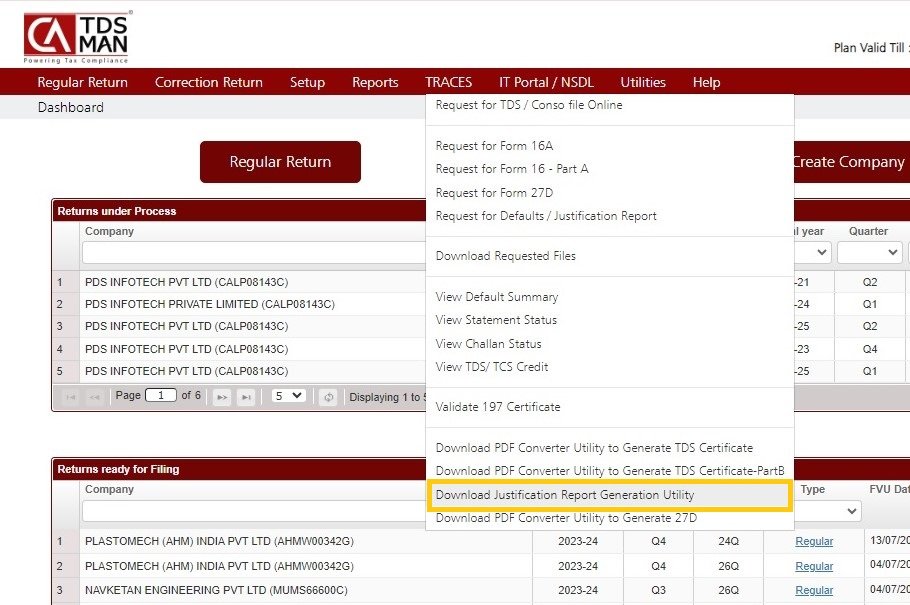 Traces - Download Justification Report Generation Utility