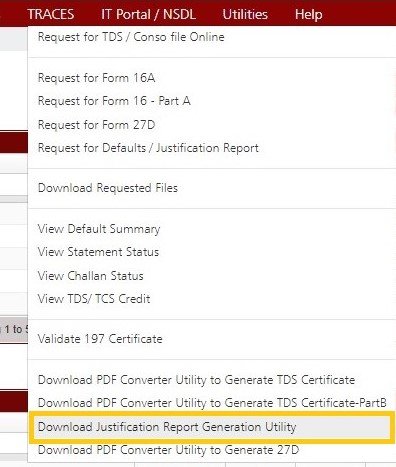Traces - Download Justification Report Generation Utility