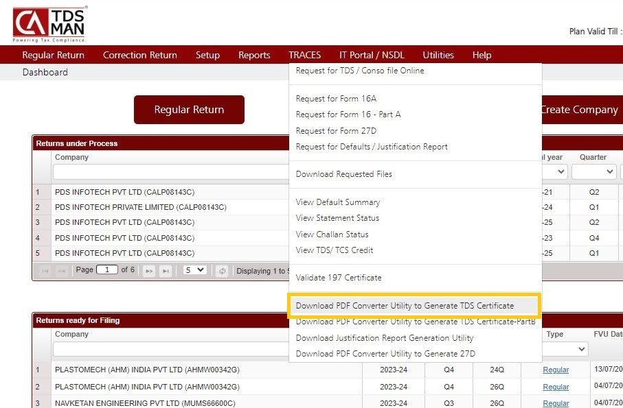 Traces - Download PDF Converter Utility to Generate TDS Certificate