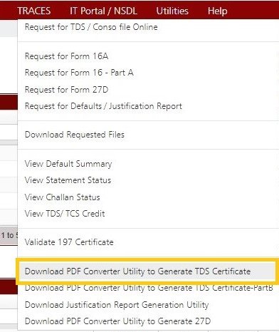 Traces - Download PDF Converter Utility to Generate TDS Certificate
