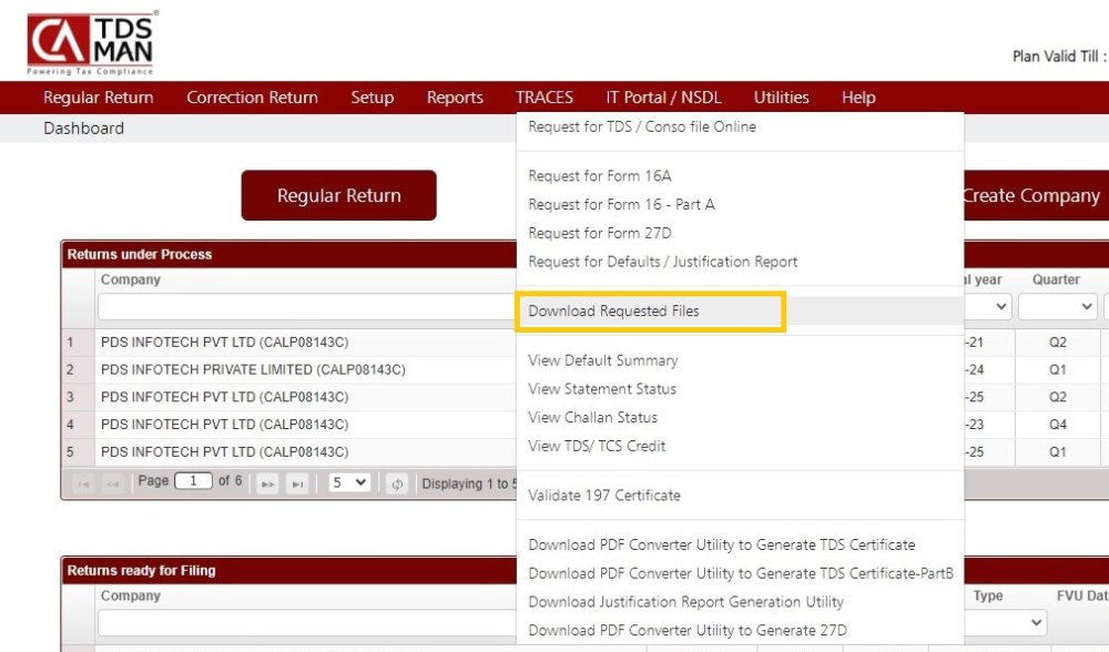 Traces - Download requested Files