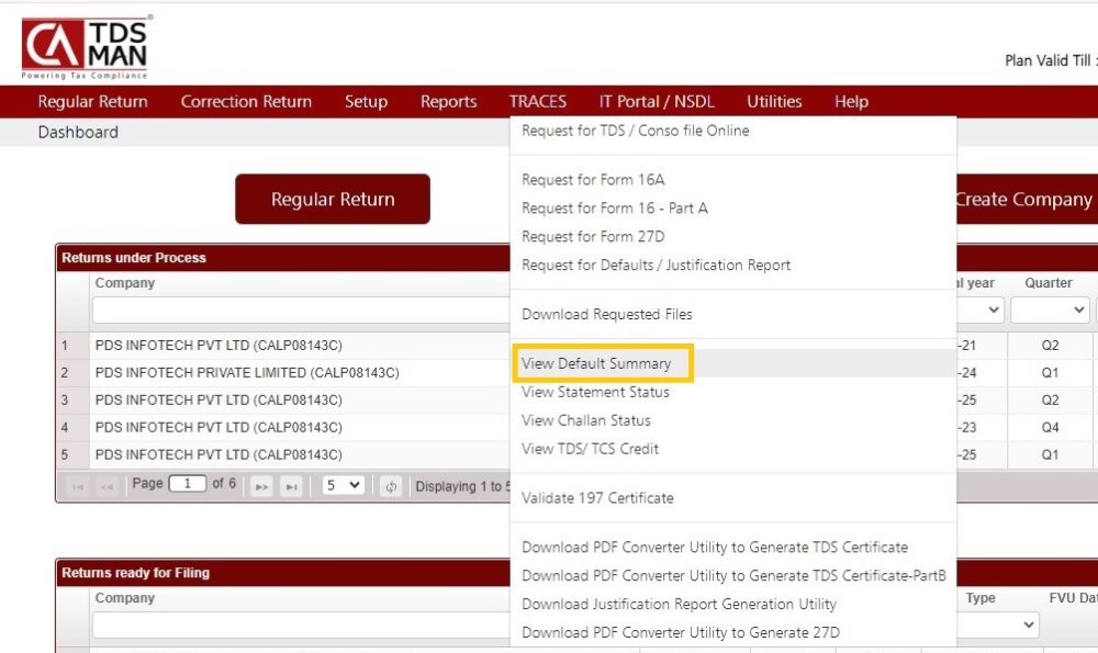 Traces - View Default Summery