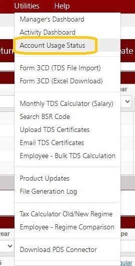 Utilities - Account usage Status