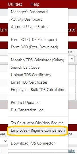 Utilities - Employee – Regime Comparison