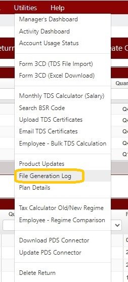 Utilities - File Generation Log